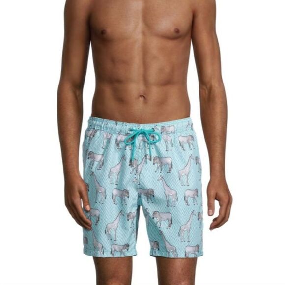 MR. SWIM CHEVRON ANIMAL PRINT SWIM SHORTS, SIZE MEDIUM - NEW! - Picture 1 of 11